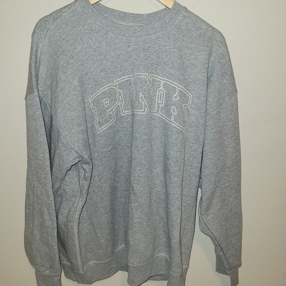 PINK Victoria's Secret Light Gray Crewneck Sweater size large